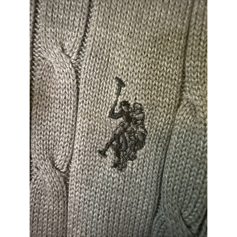 US Polo Assn. Men’s XL Grey CableKnit Crew Neck Pullover Sweater - Picture 3 of 7